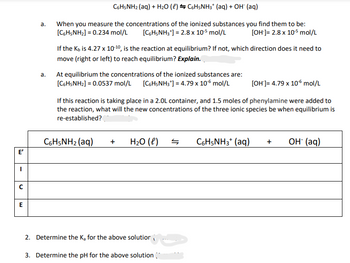 Answered: a. a. C6H5NH₂ (aq) + H₂O () C6H5NH3*… | bartleby