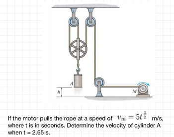 Answered: = 5t If the motor pulls the rope at a… | bartleby