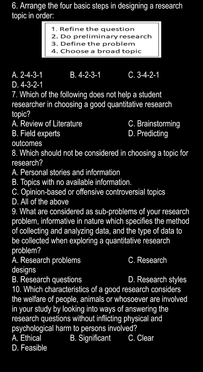 research topics and questions