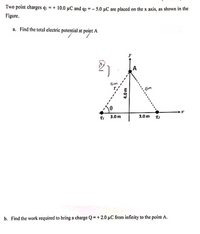 Answered: Two point charges qi = + 10.0 µC and q2… | bartleby