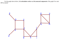 For the graph shown below, find articulation vertices and bi-connected components of the graph if we start
DFS at node f.
a
(k
e
d
g
h
