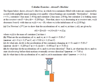 Answered: Calculus Exercise - Atwood's Machine… | Bartleby