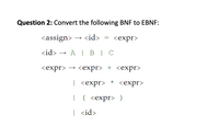 Solved Which of the following is a correct EBNF description