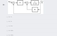 R(s) +
1
C(s)
K
(s +a)
39 -
Ks
O A) 1s
O B) 2s
C) 0.5 s
O D) 0.25 s
O E) 0.33 s
