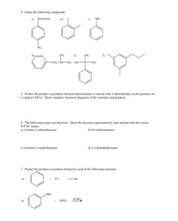 Answered: 4. Name the following compounds: a)… | bartleby