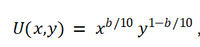 U(x,y) = xb/10 y1-b/10
