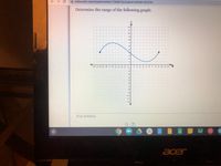 **Title: Determining the Range of a Graph**

**Problem Statement:**
Determine the range of the following graph.

**Graph Description:**

The graph presents a curve plotted on a coordinate plane with labeled axes. The x-axis ranges from -12 to 12, and the y-axis ranges from -12 to 12. The curve starts around y = 5 on the left side, increases to around y = 7, decreases to a minimum around y = 1, and then rises again to y = 3 towards the right.

**Solution:**

The range of a graph is the set of all possible y-values. Observing the curve, the lowest point on the y-axis it reaches is 1, and the highest point it reaches is 7.

**Range:**
\[ y \in [1, 7] \]

**Your Solution:**
[1, 7]