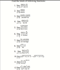 Answered Sin X 3 1 Lim X 3 X 4x 3 Sin2x 2 Bartleby