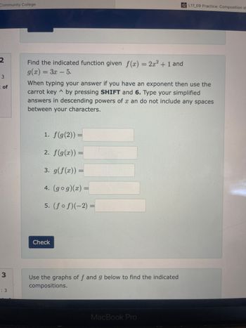 Solved Evaluate the function.Given f(x)=2x2-3x-3, ﻿find