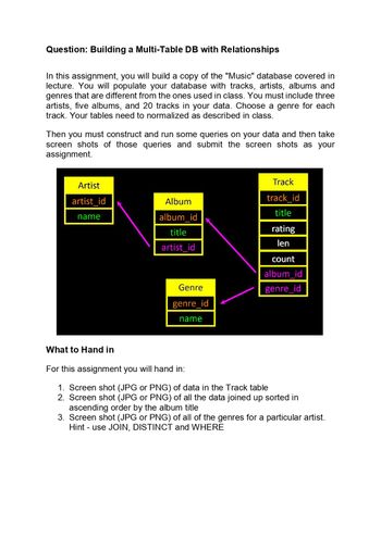 multi table database tracks assignment