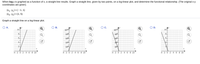 **Problem Statement:**

When \(\log y\) is graphed as a function of \(x\), a straight line results. Graph a straight line, given by two points, on a log-linear plot, and determine the functional relationship. (The original x-y coordinates are given).

Points:
- \((x_1, y_1) = (-1, 1)\)
- \((x_2, y_2) = (1, 5)\)

**Task:**

Graph a straight line on a log-linear plot.

**Graph Options:**

1. **Graph A:**
   - X-axis: Ranges from -4 to 10.
   - Y-axis: Shows values as 1, 2, 4, 6, 8, 10.
   - The line is increasing steadily from near the bottom left towards the top right, indicating a positive slope.

2. **Graph B:**
   - X-axis: Ranges from -4 to 10.
   - Y-axis: Displays logarithmic values (base 10): \(10^0, 10^2, 10^4, 10^6, 10^8, 10^{10}\).
   - The line is increasing steadily, forming a straight positive slope on the logarithmic scale.

3. **Graph C:**
   - X-axis: Ranges from -4 to 10.
   - Y-axis: Displays logarithmic values (base 10): \(10^0, 10^2, 10^4, 10^6, 10^8, 10^{10}\).
   - The line is decreasing from top left to bottom right, indicating a negative slope.

4. **Graph D:**
   - X-axis: Ranges from -4 to 10.
   - Y-axis: Shows values as 1, 2, 4, 6, 8, 10.
   - The line is decreasing, moving from the top left to the bottom right, indicating a negative slope.

The goal is to determine which graph represents the functional relationship between \(x\) and \(\log y\) such that the plotted data points form a straight line indicating the correct linear relationship in a log-linear context.