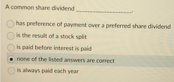 Answered: A Common Share Dividend Has Preference… | Bartleby