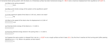 Answered: A Horizontal Block-spring System With… | Bartleby