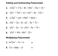 Answered: 5. (5x? - 2x - 1) - (3x² - 5x + 7) = 6.… | bartleby