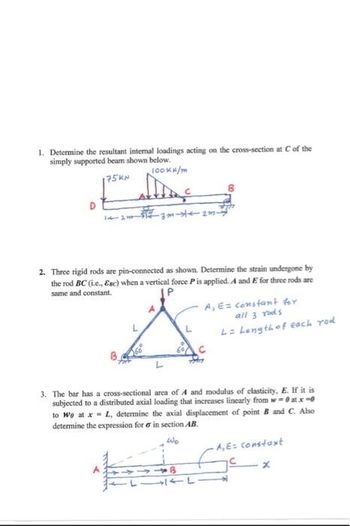 Answered: 1. Determine The Resultant Internal… | Bartleby