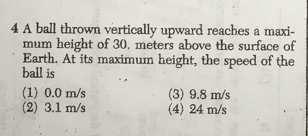 Answered: 4 A ball thrown vertically upward… | bartleby