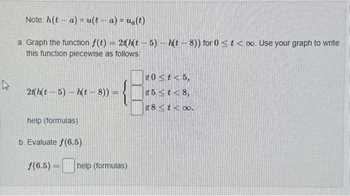 Answered: Note: h(ta) = u(ta) = u(t) a. Graph the… | bartleby