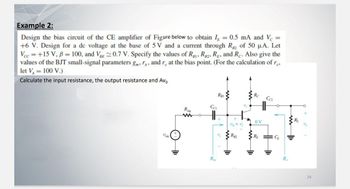 Answered: Example 2: Design The Bias Circuit Of… | Bartleby