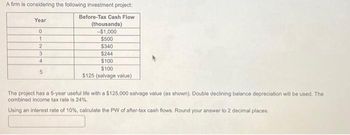 Answered: , Calculate The PW Of After-tax Cash… | Bartleby