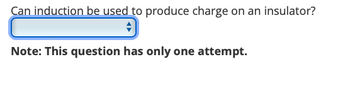 Can induction be used to produce charge on an insulator?
Note: This question has only one attempt.