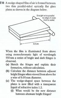Answered: 18 A wedge-shaped film of air is formed…