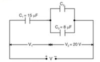 C, = 15 µF
C, = 8 µF
-V,-
V2 = 20 V-
