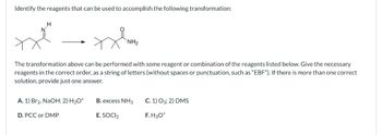 Answered: Identify the reagents that can be used… | bartleby