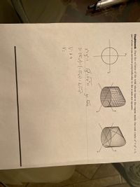 Breble & Find the volume of the solid whose base is the region inside the unit circle x? + y? = 1,
and whose cross-sections perpendicular to the x-axis are squares.
y.
S- (T)-(-):入ケード
V: bih
