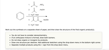 Answered: 1. 2. CI 3. H3O, heat 4. . AICI3 5.… | bartleby