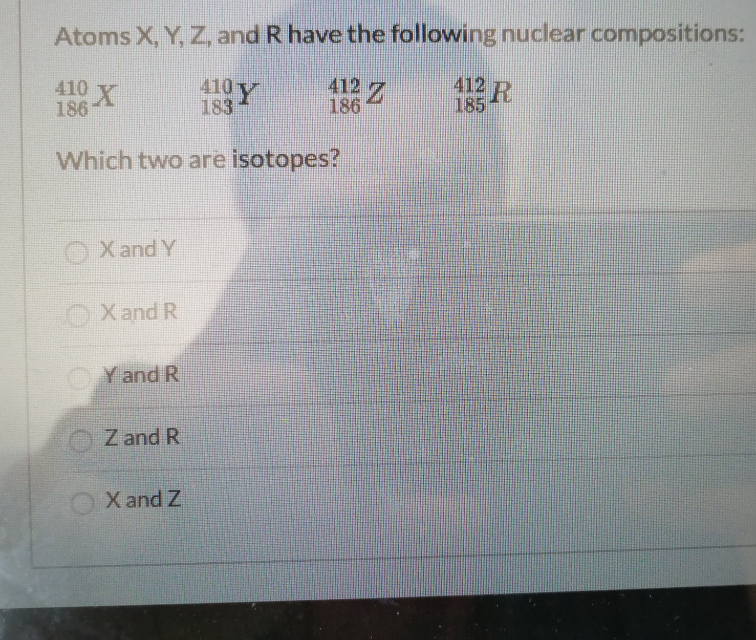 Answered Atoms X, Y, Z, and R have the following…   bartleby