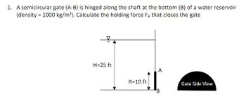 Answered: 1. A Semicircular Gate (A-B) Is Hinged… | Bartleby