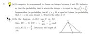 7.
(a) A computer is programmed to choose an integer between 1 and 99, inclusive,
so that the probability that it selects the integer r is equal to log100 (1+).
Suppose that the probability that 81 <I< 99 is equal to 2 times the probability
that r = n for some integer n. What is the value of n?
(b) In the diagram, AABD has C on BD.
AC
2, CD = 1,
AD
3
and
Also, BC
%3D
cos(ZACD)
3
Determine the length of
АВ.
D
