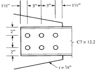 12"
3"+3"→
– 1½"
2"
C7 x 12.2
2"
t = ½"
O O
