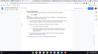 EMS Chapter 9.pd x B PHET Simulation x E Coulomb Law Ren x
| Coulomb's Law
| F X
C IUnderstand Hov x b Verify Email |bart x M Verify your email x
b My Tutoring |bar
+
A docs.google.com/document/d/1PWQ-6zv41WWv08JgltfBw-x_13Z4XHS0 QyXzuo4T64s/edit
NEW
ABP
susd 12.org bookmarks 1, Hāpara Student Da.
Other bookmarks
Coulomb Law Remote Lab *
Request edit access
A Share
File Edit View Tools Help
Use your understanding:
7. Coulomb's equation is used for determining the force between 2 charged bodies separated by a
31
F = k 9142
r2
distance:
The variables are k (Coulomb's constant), q (charge of body in Coulombs, C), r (distance between bodies
in meters), and F (electrostatic force in Newton, N)
a. Use measurements to determine Coulomb's constant for at least 2 situations. Show your work and
include an image of experiments. Verify your value with research and include citations.
I
b. Using your value of k, determine the electrostatic force for these 2 situations:
+
i.
-4µC charge is 3cm from a 5µC charge.
An electron has a charge of -1.6x101°C and a proton has a charge of 1.6x101°C. In a
hydrogen atom, the distance between them is 5.3x10"m. Determine the electrostatic
ii.
force between them.
c. Open the full Coulomb's Law simulation to check your work. Describe how you used the
simulation and include images for support.
8. Explain how electric forces are like gravitation forces and how they differ.
US
A 10:33
