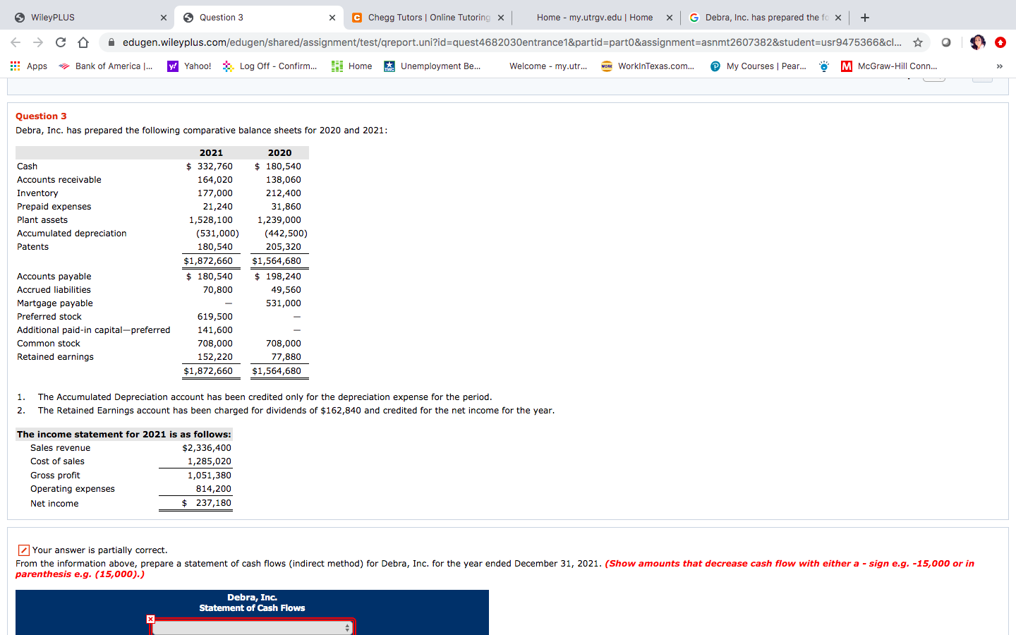 income statement wiley plus