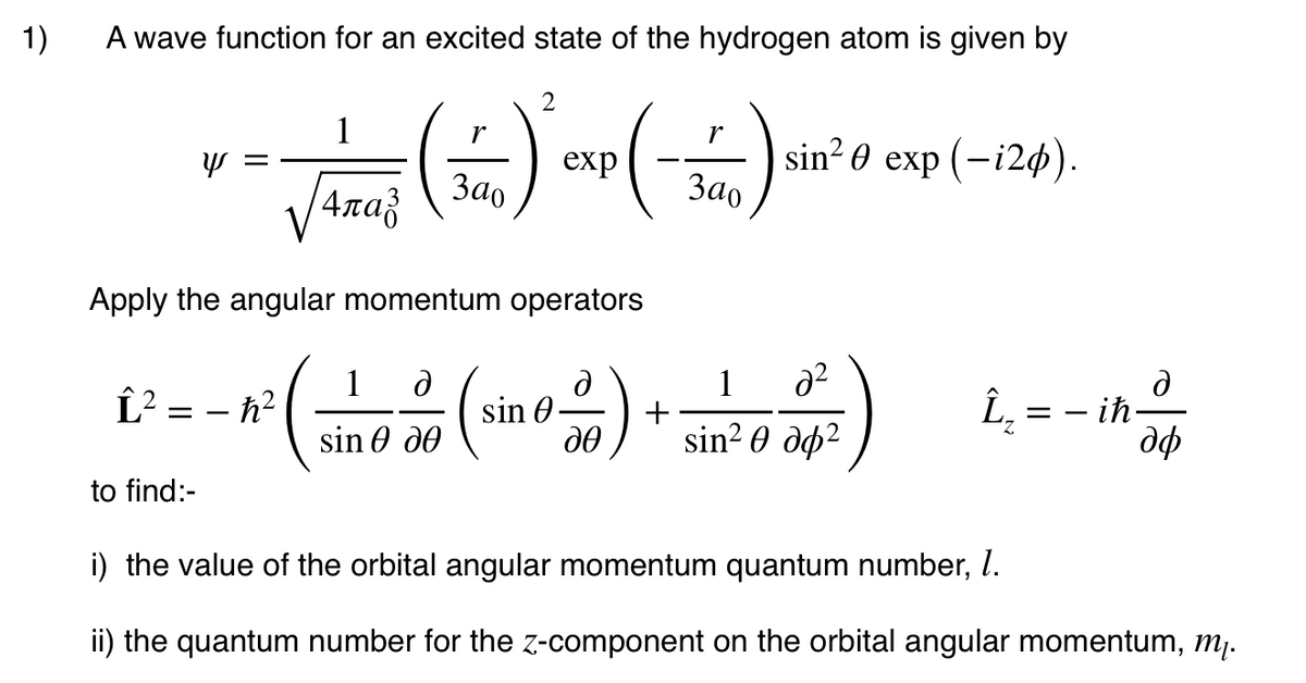 hydrogen orbital wavefunction