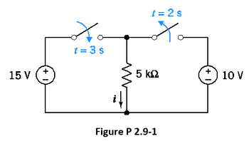 15 V
t = 3 s
t = 2 s
ot
5 ΚΩ
Figure P 2.9-1
+
10 V