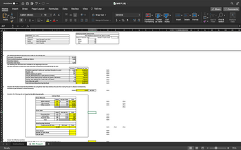 AutoSave OFF
Home Insert
X
Paste
J47
A
D 2 - C
Draw Page Layout
Calibri (Body)
V
10
B
I
U
B
Formulas Data
Α' Α΄
V
A.
V
F
Direct Labor
V
fx
C
D
3
4
5
EMPLOYEES: (one each)
Supervisor
Measurer
(uses the pencil and ruler)
Cutter
(uses the scissors)
9
Assembler
(uses the glue)
10
11
12
13
14
15
16 A.
The following production estimates were made for the coming year:
17
Total quilts to be produced
20,000
18
Total manufacturing hours available per laborer
2,000
19
Total direct laborers
3
20
Total direct labor hours
6,000
21
The following cost estimates were available at the beginning of the year.
22
Use these estimates to determine total estimated manufacturing overhead during the year:
23
Amount Estimate for Year
24
$ 1,000 $
52,000.00
Production supervisor's salary per week (use 52 weeks in a year)
Monthly rent
25
676
8,112.00
26
Utilities expense per quarter
676
2,704.00
27
Cost per pencil (useful life of each pencil is 20 hours)
2
200.00
28
119
2,975.00
Cost per scissors (useful life of each pair of scissors is 80 hours)
Cost per ruler (usefule life of each ruler is 50 hours)
29
62
2,480.00
30
Cost of glue (per quilt)
0.62
12,400.00
31
Total Estimated Manufacturing Overhead
$
80,871.00
32
33 B.
Calculate the Predetermined Overhead (PDOH) rate using direct labor hours (DLH) as the cost driver during the year to allocate manufacturing
overhead to jobs and Work In Process Inventory:
34
35
PDOH= $
36
37 C.
Complete the following job cost sheet for the WVU themed quilts:
38
Job Cost Sheet
39
Direct Materials
40
Sheets
Cost per Sheet
Total
41
White material
16
$
2.00 $ 32.00
42
Blue material
29
4.00
116.00
96.00
43
Yellow material
24
4.00
44
$ 244.00
45
46
47
Hours Rate per Hr.
Total
48
Measuring labor
0.40 $
14.00 $ 5.60
49
0.40
12.00
4.80
50
Cutting labor
Assembly labor
Total
0.40
16.00
6.40
51
1.20
Ś 16.80
52
53
Manufacturing Overhead
54
Total
55
$
13.48
56
57
Total Job Cost
58
Number of Quilts Made
Cost per Quilt
59
60
61
62 D.
Answer the following questions:
63
If you decide to charge the bookstore cast plue 10% for the quilte the calling n ce for one quilt is:
Instructions
M4 Project
Ready
E
Predetermined OH Rate
G
Review
H
DLH Used
ab
View
ab
Wrap Text v
Merge & Center ✓
K
L
M
WVU Bookstore Special Order (Actual results)
Number of quilts made:
16
24
29
#N/A
#N/A
#N/A
#N/A
#N/A
#N/A
#N/A
#N/A
#N/A
#N/A
#N/A
#N/A
#N/A
#N/A
#N/A
#N/A
#N/A
#N/A
#N/A
#N/A
#N/A
MANUFACTURING SIMULATION:
Sheets of material used:
White:
Yellow:
Blue:
Tell me
13.48 per DLH
M4 P (4)
General
$
N
#N/A
15
V
% 9
O
#N/A
#N/A
#N/A
#N/A
#N/A
P
.00
✈0
Q
V
Conditional Format
Formatting as Table
R
S
T
Cell
Styles
U
Insert
Delete
V W X Y Z AAABACADAEAFAG AH
88
Σ
↓
Format
AI
B
1.1.9
AJ
>
I
Share
Or
Find &
Sort &
Filter Select
AK
AL
AM
Comments
Analyze
Data
AN
75%
AO