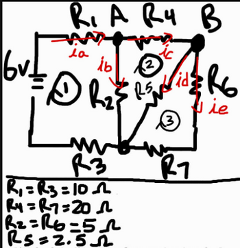 bv↓
R. A R4 B
La
ib
:DR₂ =
всё
www
R3
R₁ =R3=10
R=R7=20
R2-R6-5
RS-2.5
2
ic
id
R7
Lie