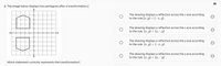 8. The image below displays two pentagons after a transformation.[
The drawing displays a reflection across the x-axis according
to the rule (x, y)→ (-x, y).
The drawing displays a reflection across the x-axis according
to the rule (x, y)→ (x, –y)
The drawing displays a reflection across the y-axis according
to the rule (x, y)→ (-x, y)
The drawing displays a reflection across the y-axis according
to the rule (x, y)→ (x, –y)
Which statement correctly represents the transformation?
