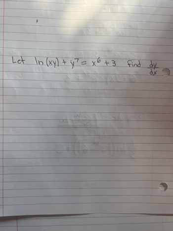 Let \n (xy) + y ² = x6 + 3 find dy