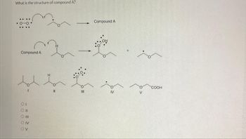 What is the structure of compound A?
010
Compound A
tot
01
Oll
O III
O IV
OV
||
s
|||
Compound A
IV
COOH