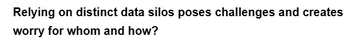 Relying on distinct data silos poses challenges and creates
worry for whom and how?
