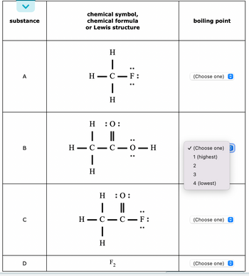 Answered: substance A B с D H- - chemical symbol,… | bartleby