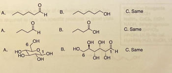 А.
A.
A.
НО
НО-
6
Н
ОН
H
1OH
ОН
В.
B.
B.
НО.
in go
я он
6
ОН
ОН ОН О
1 H
ОН ОН
C. Same
N
N
C. Same
C. Same