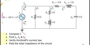 Answered: E = 200 V Z 0° ZT R₁ www 1₁ 10 Ω R₂… | bartleby