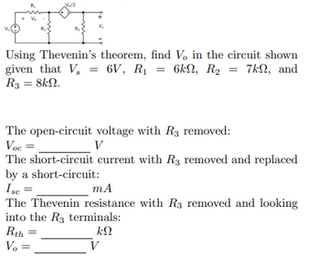 Answered: Using Thevenin’s theorem, find Vo in… | bartleby