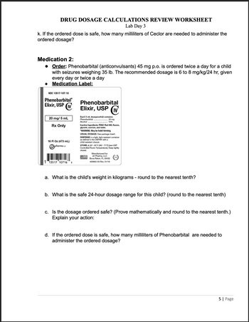 Answered: DRUG DOSAGE CALCULATIONS REVIEW… | bartleby