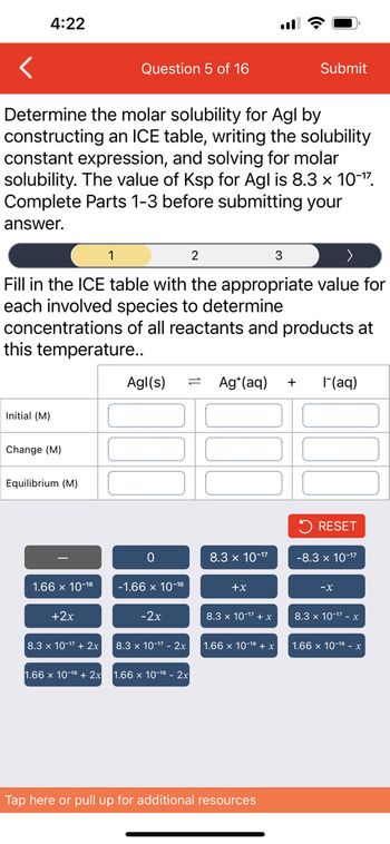 Answered Determine the molar solubility for Agl bartleby