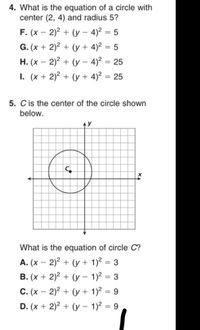 Answered 4 What Is The Equation Of A Circle Bartleby